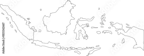 Indonesia Map Isolated Outline Stroke Vector Map Editable