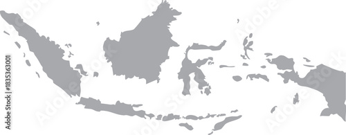 Indonesia Map Isolated Silhouette Grey Vector Map Editable