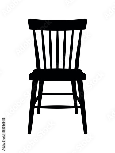 Silhouette of a classic wooden kitchen chair isolated on transparent background, Vector