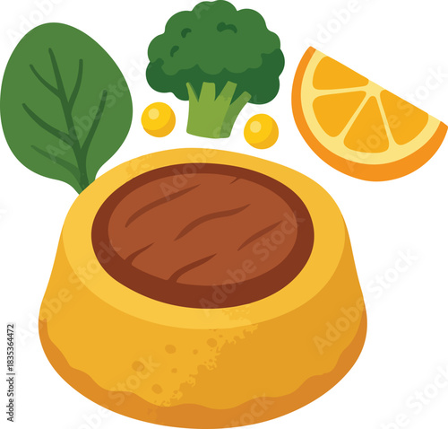 Healthy Food Bowl With Broccoli Spinach Orange and Egg Yolks