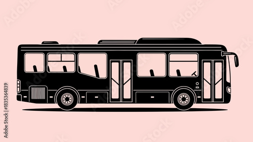 City Bus Icon Vector – Public Transport Vehicle Silhouette on Pink Background