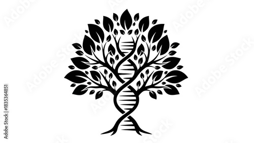 DNA Tree of Life Icon – Genetic Roots and Nature Connection Symbol Vector
