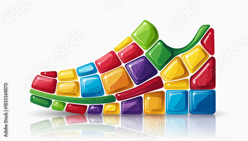 Colorful Block Shoe: A Creative and Vibrant Footwear Design.