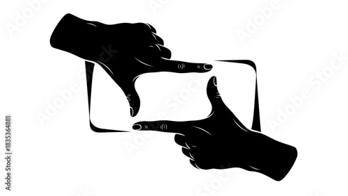 Framing Hands Icon Vector – Cinematic Focus Gesture in Black Silhouette