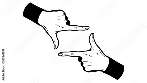 Framing Hands Icon Vector – Cinematic Focus Gesture in Black Silhouette