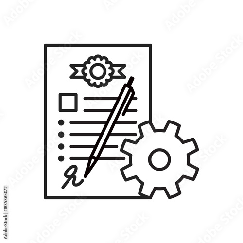 Project Management Project Charter Vector Icon - Minimalis Outline