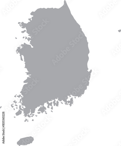 South Korea Map Isolated Silhouette Grey Vector Map Editable