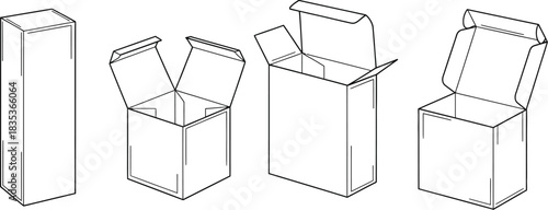 Boxes packaging shipping delivery cardboard container product storage open closed