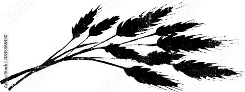 Black and white barley stalk stencil illustration for nature-themed designs