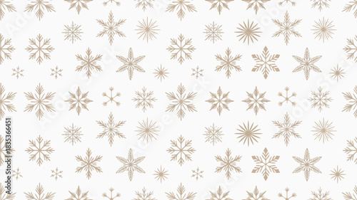 Delicate and subtle seamless pattern of stylized snowflakes in muted pastel colors on a clean white background perfect for winter holiday and festive design projects