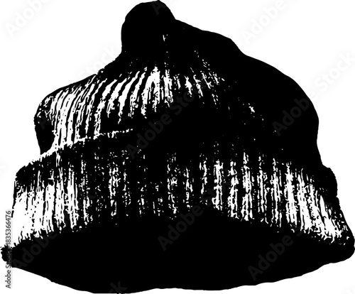 Black and white stencil silhouette of a beanie hat for urban design projects