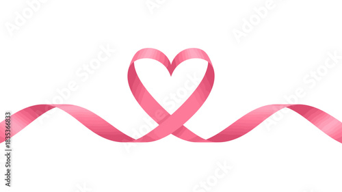 A delicate pink ribbon forms a beautiful heart shape at its center symbolizing love support and awareness for breast cancer and other important causes