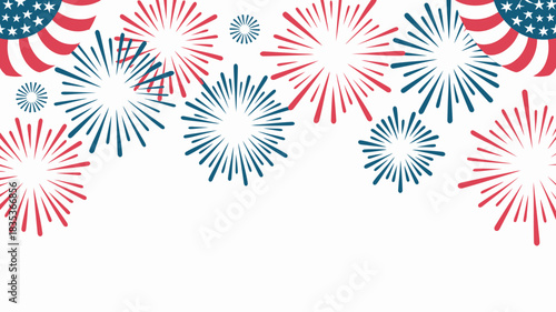 Festive fourth of july fireworks display with american flag bunting creating a patriotic celebration backdrop for holidays and events