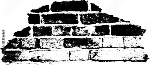 Black and white urban brick wall stencil illustration for grunge design