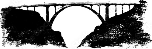 Black and white stencil bridge arc illustration for urban art design
