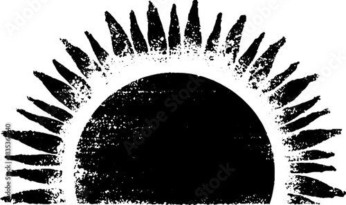 Black and white tribal sunburst stencil design for urban art projects