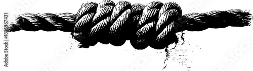 Black and white stencil of coiled rope for outdoor adventure and climbing design