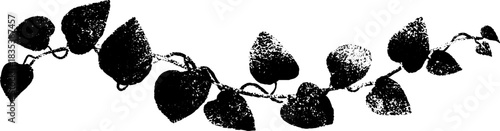 Black and white stencil illustration of coiled vining plant for creative design