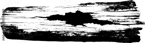 Black and white grunge stencil illustration of cracked longboard design