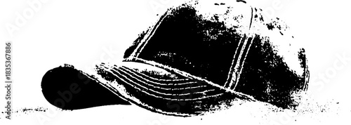 Black and white stencil illustration of a curved street cap for urban art designs
