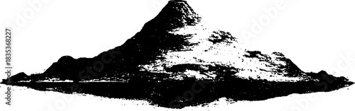 Black and white stencil illustration of a floating diamond