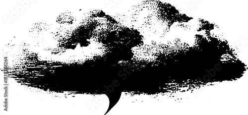 Grunge black and white speech bubble stencil illustration for urban art projects