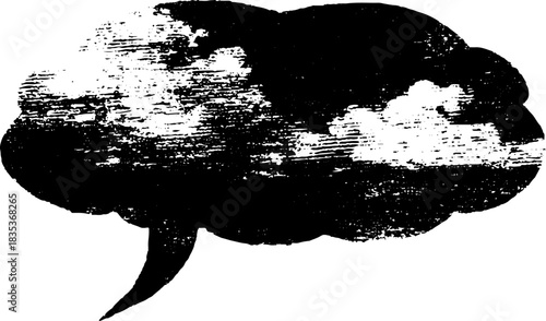 Grunge black and white speech bubble illustration for urban design and graffiti art projects