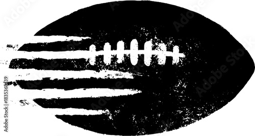 Dynamic black and white stencil of football in motion for sports design