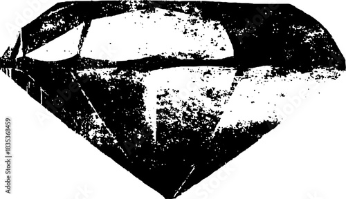 Black and white stencil illustration of gemstone facet design for urban art projects