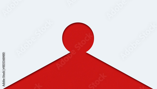 Abstract red figure with circle head on white background.