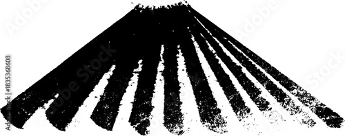 Geometric fan in black and white stencil art for urban decor and design projects