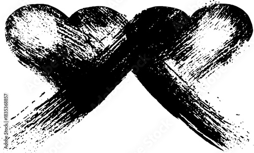 Grunge black and white heart stencil illustration for urban art design