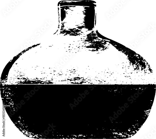 Luxury minimalist black and white stencil bottle art for modern design