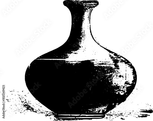 Luxury minimalist stencil of a vase in black and white for art and design projects