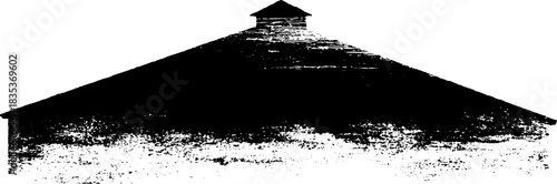 Minimalist black and white rooftop stencil art for urban design