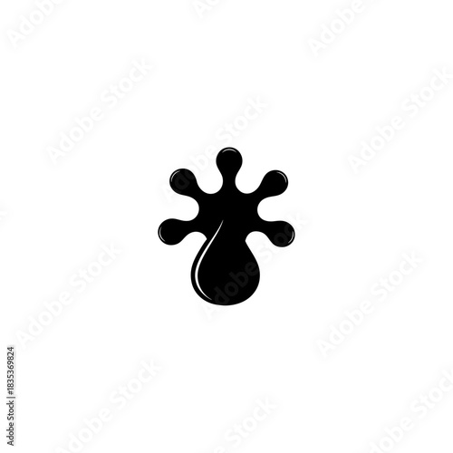 Black abstract shape resembling a hand with rounded fingers and a teardrop at the bottom on transparent background