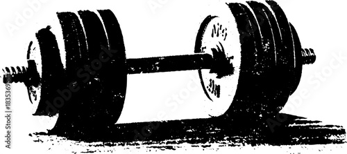 Black and white dumbbell stencil illustration for fitness design