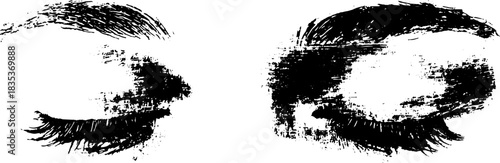 Black and white stencil of closed eyes for urban art design