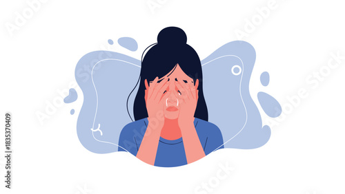A person crying and covering their face with their hands, depicted in a minimalist illustration.