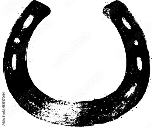 Rustic horseshoe stencil illustration with grunge texture for vintage designs