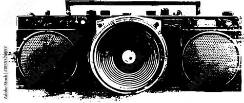 Retro urban boombox stencil art for music lovers and creative design projects
