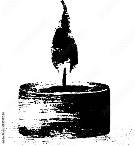 Black and white candle flame stencil illustration for art and design projects