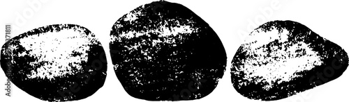 Grunge black and white pebble trio stencil art illustration for urban design