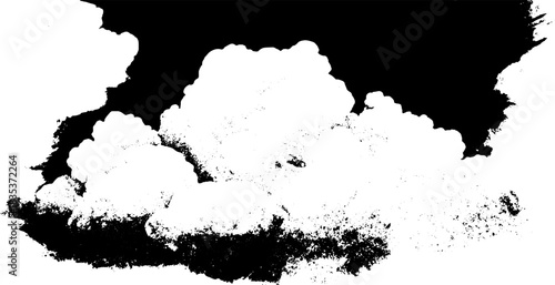 Monochrome stormy cloud stencil illustration for urban art projects