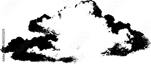 Black and white stencil illustration of stormy cloud cluster - grunge art design
