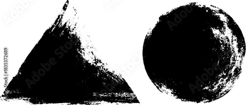 Abstract black and white triangle and circle stencil design for urban art projects