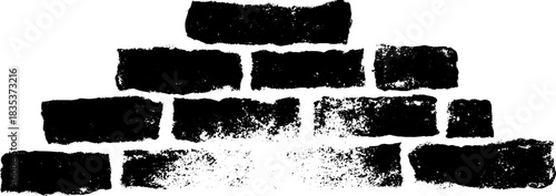 Abstract black and white stencil of a recessed brick wall pattern for urban design projects