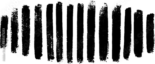 Black and white grunge stencil illustration of alternating wide and narrow brush strokes