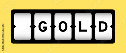 Black color in word gold on slot banner with yellow color background