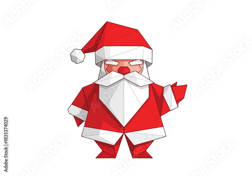 Origami Folded Santa Mascot Vector